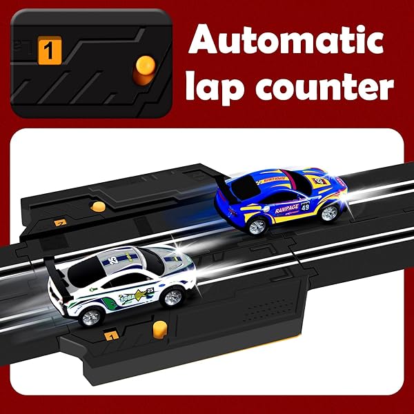 30 FT SLOT CAR RACE TRACKS SETS TOYS FOR AGES 8-10 -1:43 DUAL RACE CAR TRACK WITH 4 SLOT CARS, 2 HAND CONTROLLERS, CHRISTMAS, BIRTHDAY GIFT TOYS FOR AGES 8-13