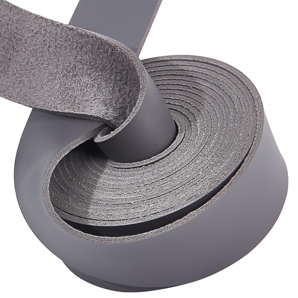 NBEADS 2.2 Yards PU Leather Strap, 2.5cm Wide Flat Leather Straps for Single Sided Tooling DIY Arts & Craft Projects, Traction Ropes, Bag Straps, Furniture Handles, Gray, 2.1mm Thick