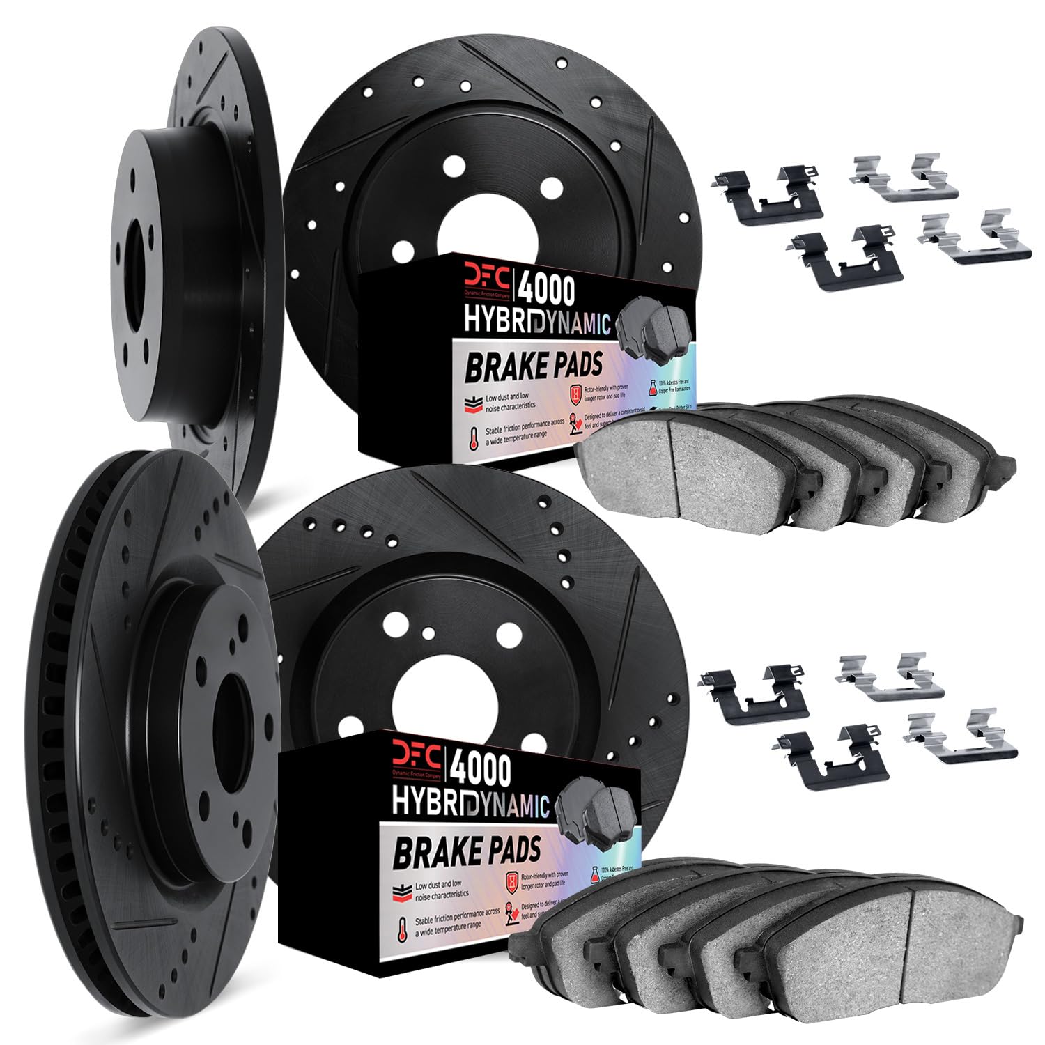 Dynamic Friction Company Front and Rear Brake Rotors Kit Drilled ...