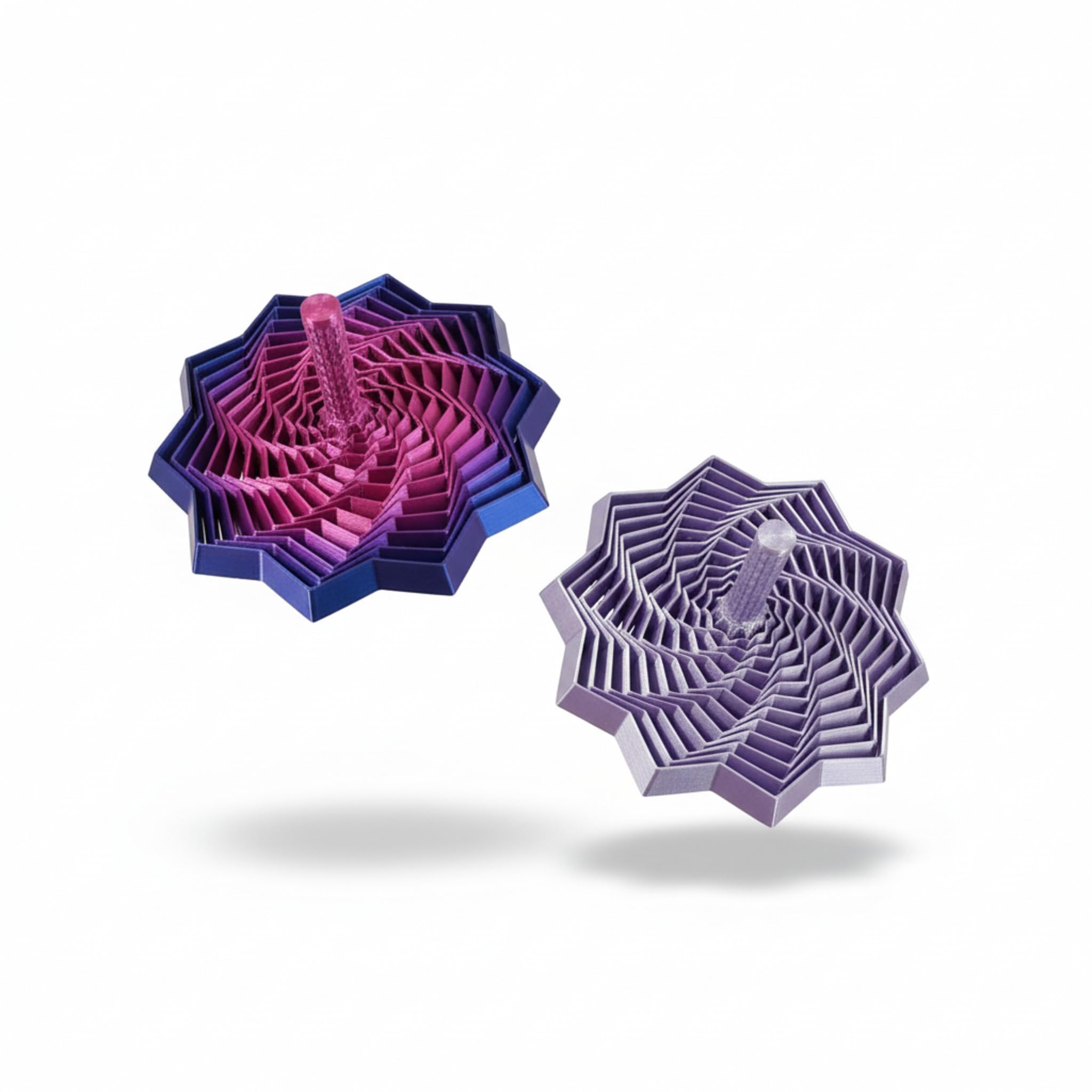 DAQUN 2 Pcs 3D Printed Fidget Toy, Foldable Hexagon Star for Sensory Play, Color Changing Desk Spinner