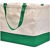 CNaiyunpin Canvas Reusable Grocery Bags, Heavy Duty 8.3 gal Foldable Large Canvas Tote Bag, Holds 60 lbs, 1 Pack