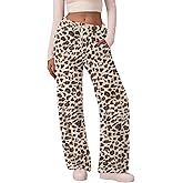 Ivicoer Women's Warm Fleece Pajama Pants Fluffy Plush Cute Printed Elastic Waist Winter Warm Soft Pj Bottoms