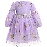 Long Sleeve Baby Flower Girl Wedding Dress Princess Sheer Neck Floral Tulle Toddler Birthday Formal Easter Clothes