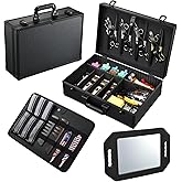 Yueieoun Barber Accessory Case with Mirror, Profesional Barbers Briefcase Tool Case, Barber Cases for Clippers and Supplies, Hair Scissors Trimmer Organizer, Salon Grooming Hard Travel Suitcase