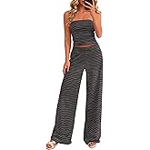 PRETTYGARDEN Two Piece Striped Sets for Women Summer Travel Outfits 2026 Spring Y2K Going Out Vacation Clothes Loungewear