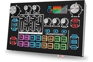 RHM Podcast Equipment Bundle, Audio Interface with 48V Phantom Power & XLR Microphone Interface, 4 Voice Changing Modes, 16 Sound Effects, LCD Display, for PC/Phone/Streaming/Recording/Game Voice