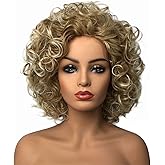 Aimole Curly Women Wigs Natural Synthetic Wig Mid length Golden Blonde Hair (257TD613)