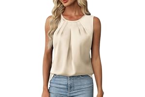Women Silk Satin Tank Tops Ruched Scoop Neck Casual Camisoles Sleeveless Business Work Blouses Dressy Summer Shirts