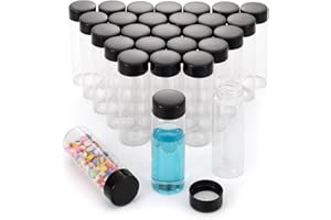 Njvial 28pcs 30mL(1oz) Small Glass Vials with Screw On Lids, Leak Proof Lightweight Clear Bottles for Refillable Perfume Esse
