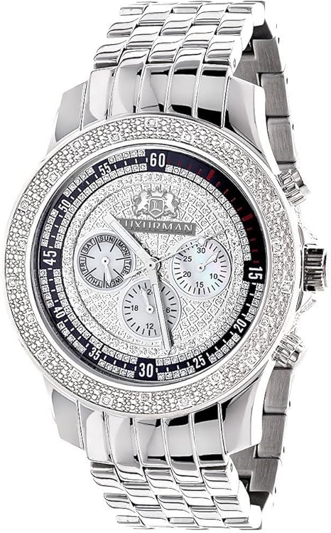 LUXURMAN Diamond Watches for Men: Genuine Diamonds Raptor Mens Watch Stainless Steel Case 0.25ct
