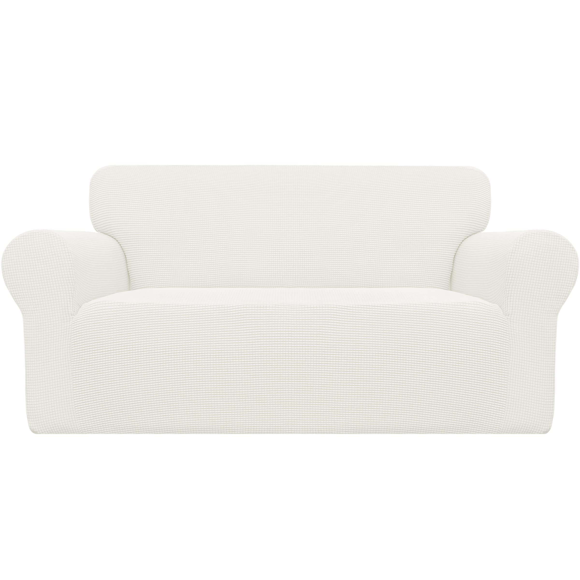 Photo 1 of Easy-Going Stretch Loveseat Slipcover 1-Piece Sofa Cover Furniture Protector Couch Soft with Elastic Bottom for Kids Polyester Spandex Jacquard Fabric Small Checks (Loveseat, Cream)