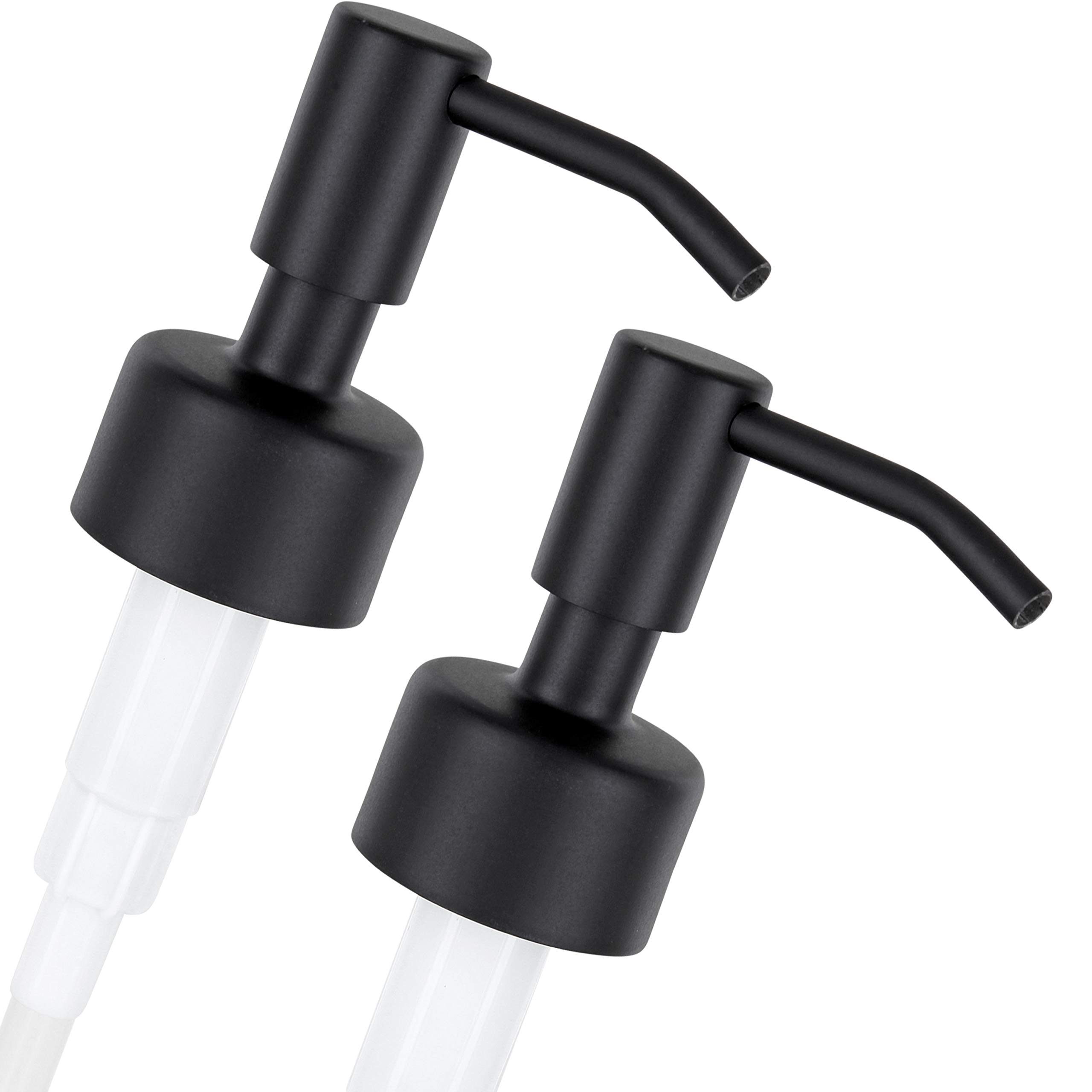 ALTGLAS 2 Pcs Soap Dispenser Pump Head 'Budapest' - Spare Replacement for Standard Neck Size - 26-28 mm Thread From Stainless Steel (Black)