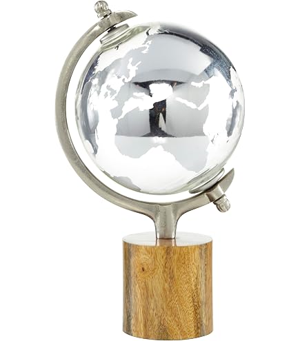 Deco 79 Gold Aluminum World Globe - 12" Modern Geographic Desk Decor