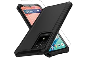 MUOKCTM Muoktcm for TCL K24 Case, T434D T434W/K23 Case, with Screen Protector, Dual Layer Structure Protection, Shock-Absorbing Corners TPU Bumper, Heavy Duty Rugged Protective Phone Black