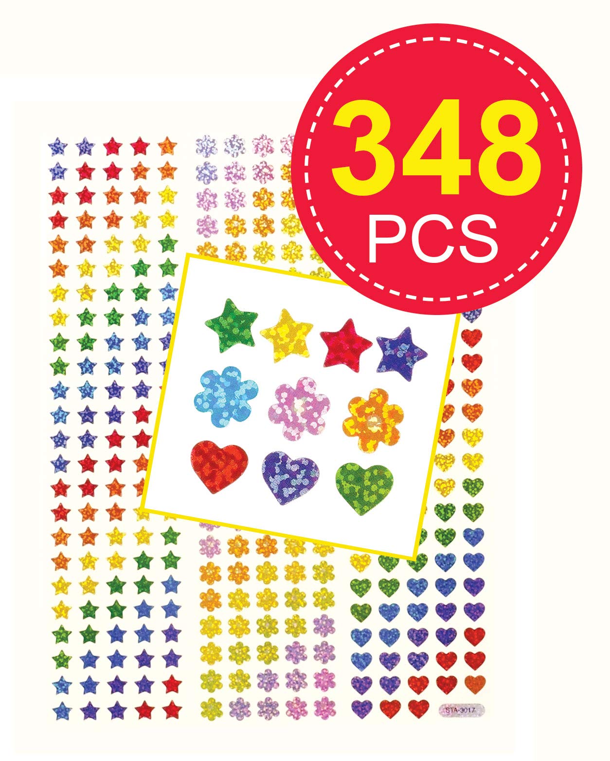 Baker Ross E657 Mini Holographic Stickers (Pack of 348), Assorted