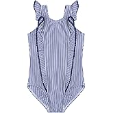 LIZENS Girls Swimsuit Kids Scalloped One Piece Ruffle Swimsuit Girls Swimwear Print