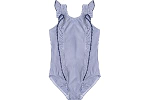 LIZENS Girls Swimsuit Kids Scalloped One Piece Ruffle Swimsuit Girls Swimwear Print