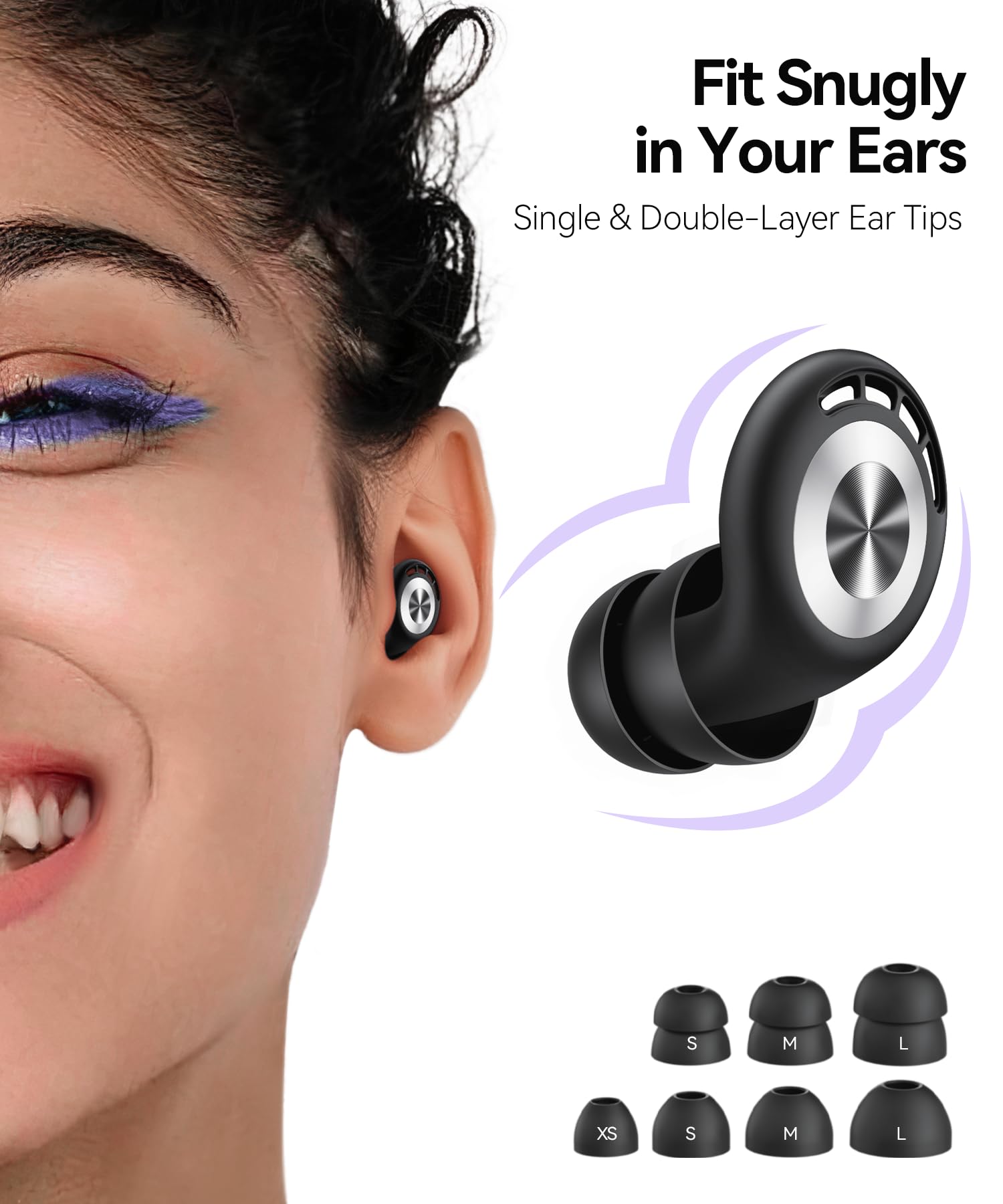 Ear Plugs for Sleeping Noise Cancelling 50dB Concert Earplugs for Noise Reduction Reusable Soft Silicone Ear Plugs for Snoring Shooting Work Motorcycle Airplane Musician with 7 Eartips Case Oil Black
