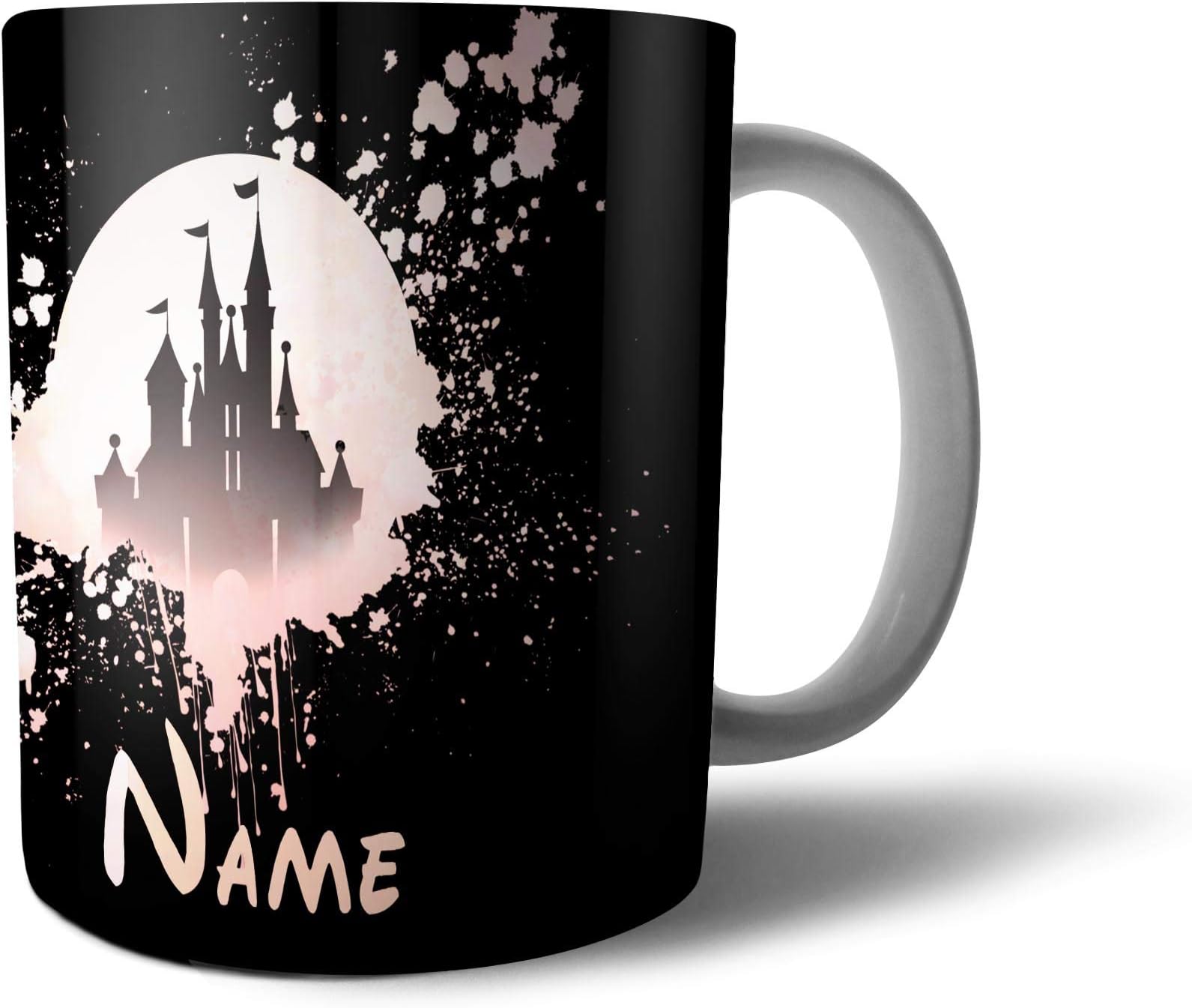 Personalised Name Initials Disney Castle Watercolor 10 oz Tea Coffee Mug Cup MugAT01P (10 OZ, Design 3)