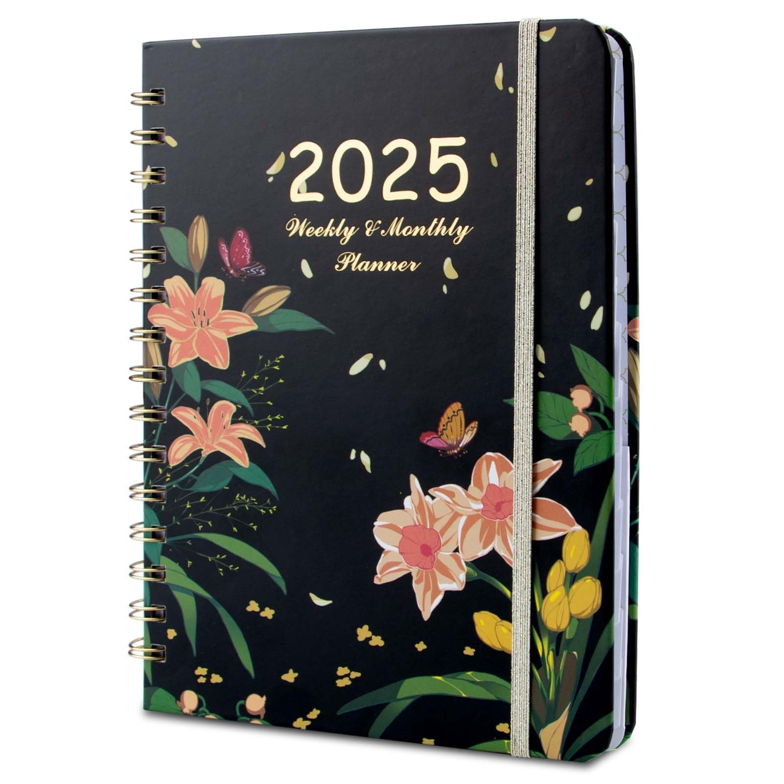 2025 Planner,Calendar 2025, Jan.2025 - Dec.2025, 2025 Planner Weekly and Monthly with Tabs, 6.3" x 8.4", A5 Hardcover with Back Pocket + Thick Paper + Elastic Closure -Oil Painting (C)
