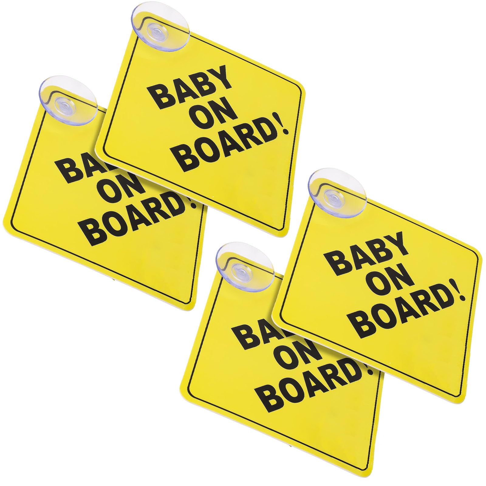 4PCS Baby on Board Sign for Car New Driver Sticker Reusable Suction Cup Durable and Sturdy with Warning and Safety Signs on The Car Sticker Baby Stroller Sticker Behind The Car Glass