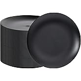 EI enjonirinjonir 80pcs Black Dessert Plates 7.5inch,Disposable Matte Plastic Plate Frosted Small Black Dessert/Cake/Appetizer Plastic Plates Disposable Heavy Duty for Party or Wedding Serve 80 Guest