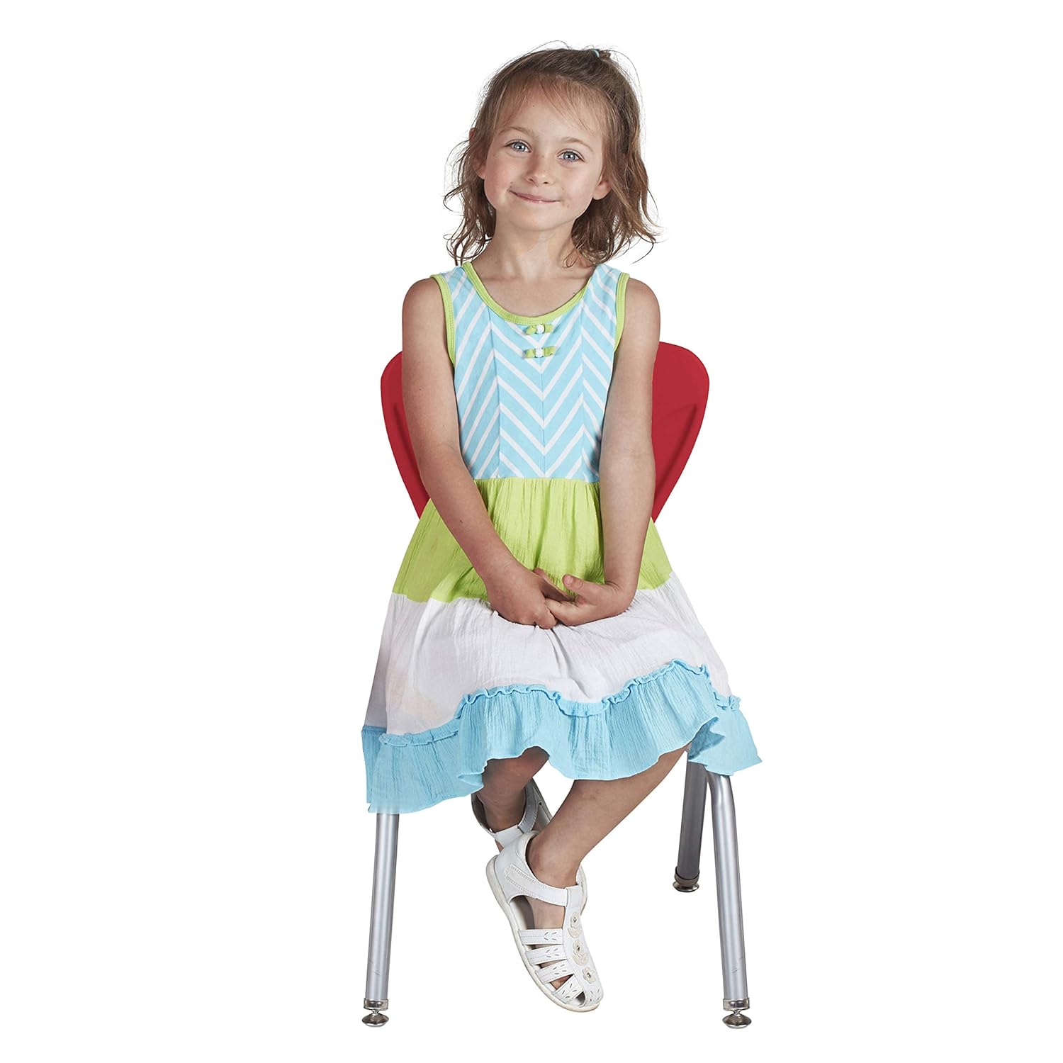 FDP 14" Contour School Stacking Student Chair, Ergonomic Molded Seat Shell with Powder Coated Silver Frame and Swivel Leg Glides; for in-Home Learning or Classroom - Red (4-Pack): Industrial & Scientific