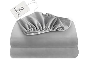 Biloban Twin Fitted Sheet 2 Pack, Twin Bedding Fitted Sheets Only with Deep Pocket up to 14", Bottom Sheet, Shrinkage & Stain Resistant Bed Sheets, Wrinkle Free & Easy Care, Grey