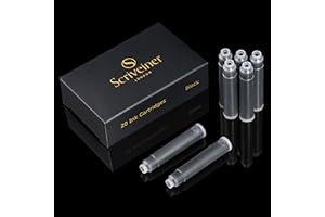 Scriveiner Fountain Pen Ink Cartridges - Black - 20 Standard International, Made in UK, The Best Cartridge for Your Scriveiner Pen, Refill Size Fits A Wide Range of Fountain Pens