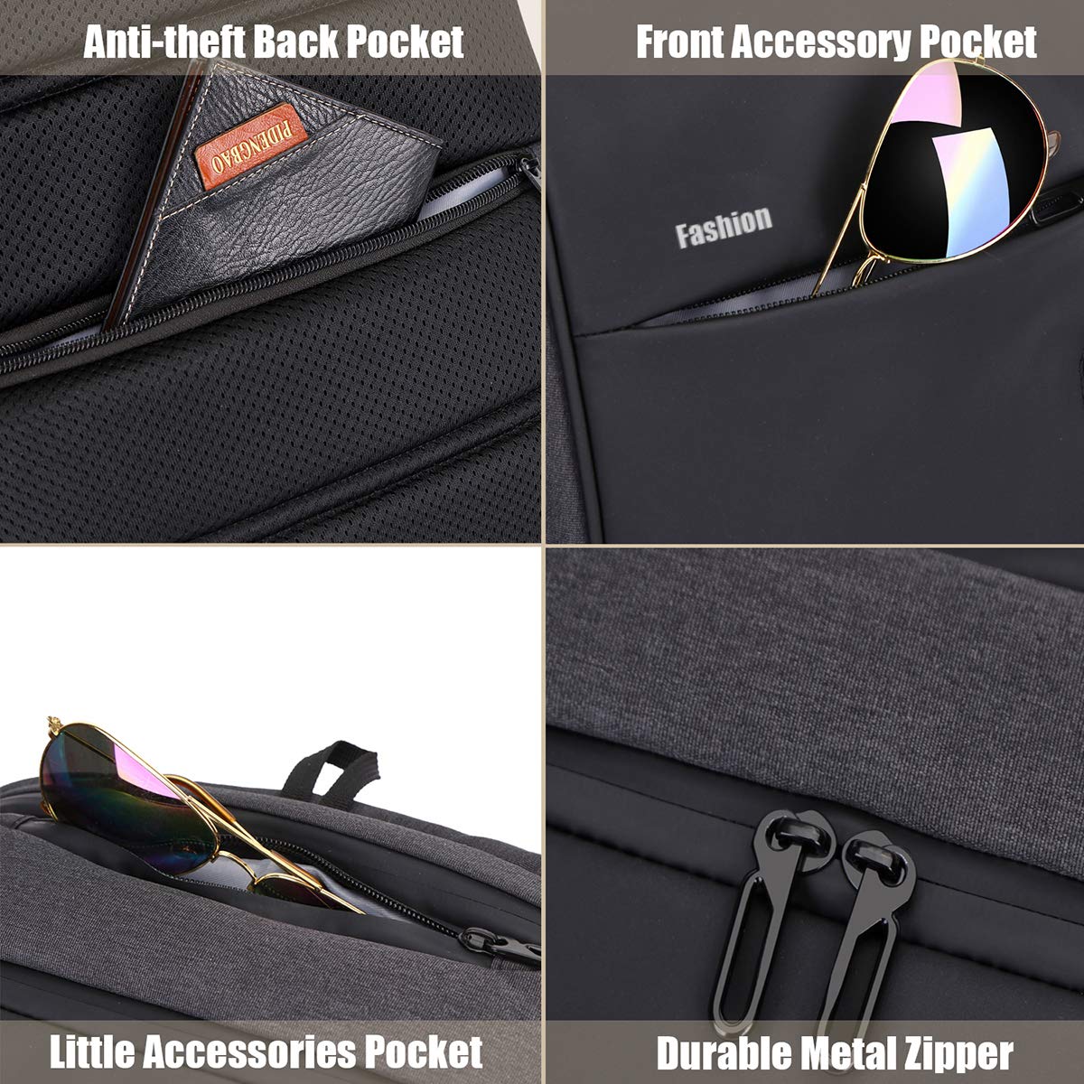 Xnuoyo Laptop Zaino Antifurto, 17.3 Pollici Impermeabile Zaino Porta PC con Porta USB di Ricarica Interfaccia Cuffie Zaino da Viaggio per Il Viaggio per Notebook Tablet da 12-17 Pollici, Nero