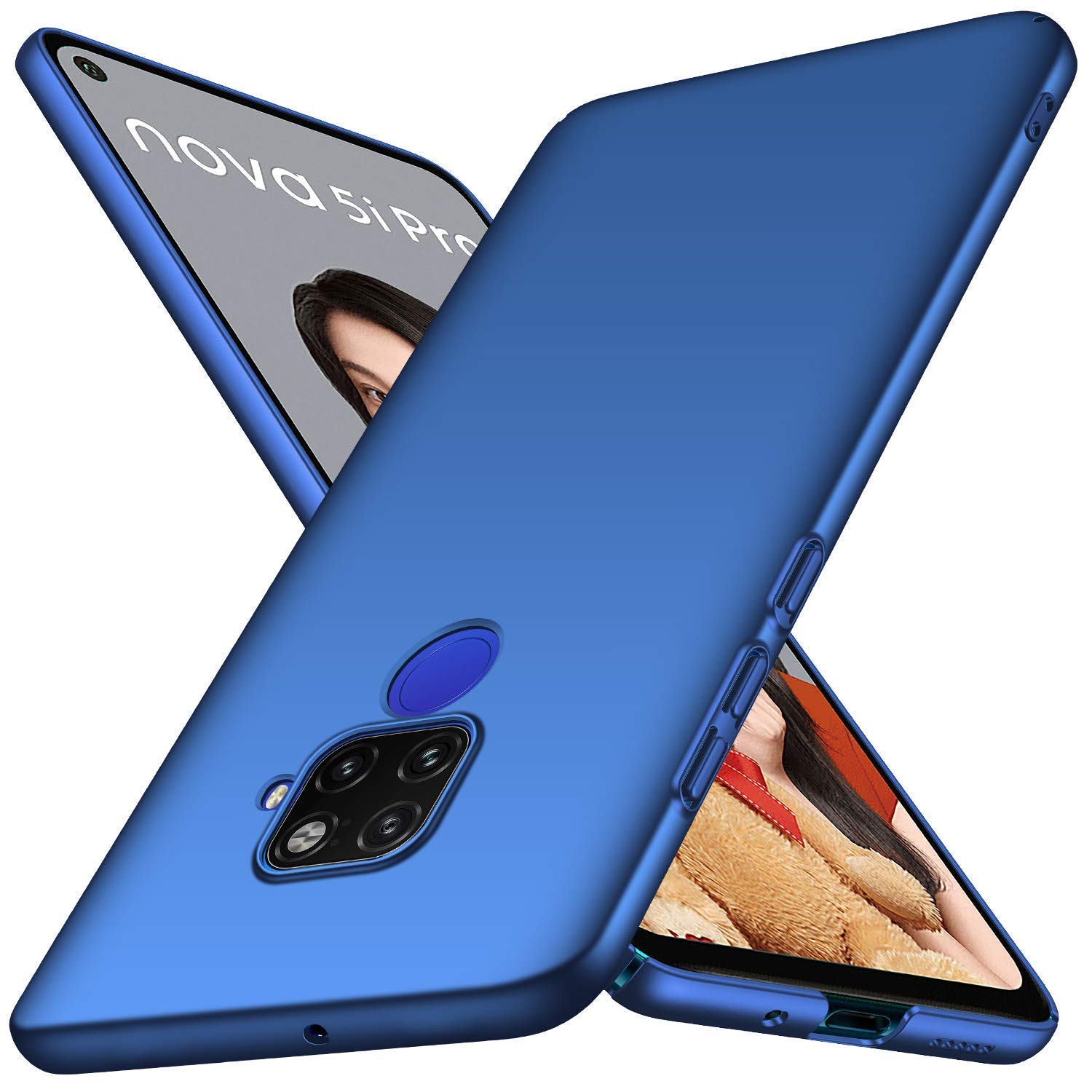 UCMDA Funda para Huawei Mate 30 Lite, Carcasa Huawei Mate 30 Lite con Protector de Pantalla, Fundas [Anti-Arañazo] Duro para Huawei Mate 30 Lite (Azul)