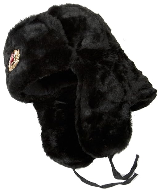 Russian ushanka winter hat Black, with Soviet Red Star insignia at Amazon Men’s Clothing store