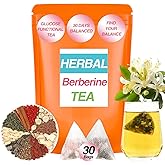 GLP-1 Berberine Tea - Glucose Functional Tea with Ceylon Cinnamon, Milk Thistle, Bitter Melon, Hibiscus Flowers - Vitality & Wellness - Caffeine-Free - Organic Plant-Based Teabags Pyramids - 30 ct