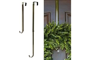 Haute Decor Adapt Adjustable Wreath Hanger, Premium Length Adjustable - Strong Over The Door Wreath Hanger, Holds up to 30 pounds (Antique Brass)