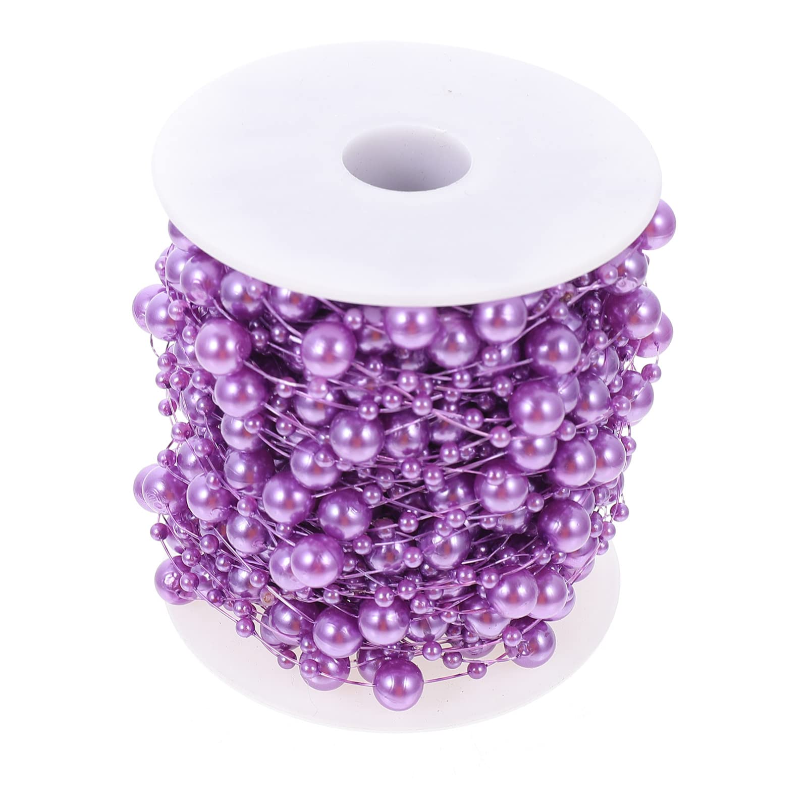 HOMSFOU 1 Roll Pearls Beads Garland Faux Pearl Beads Chain Pearl Bead Roll and Trim Garland String of Pearls for Crafts and Christmas Tree Purple 30m