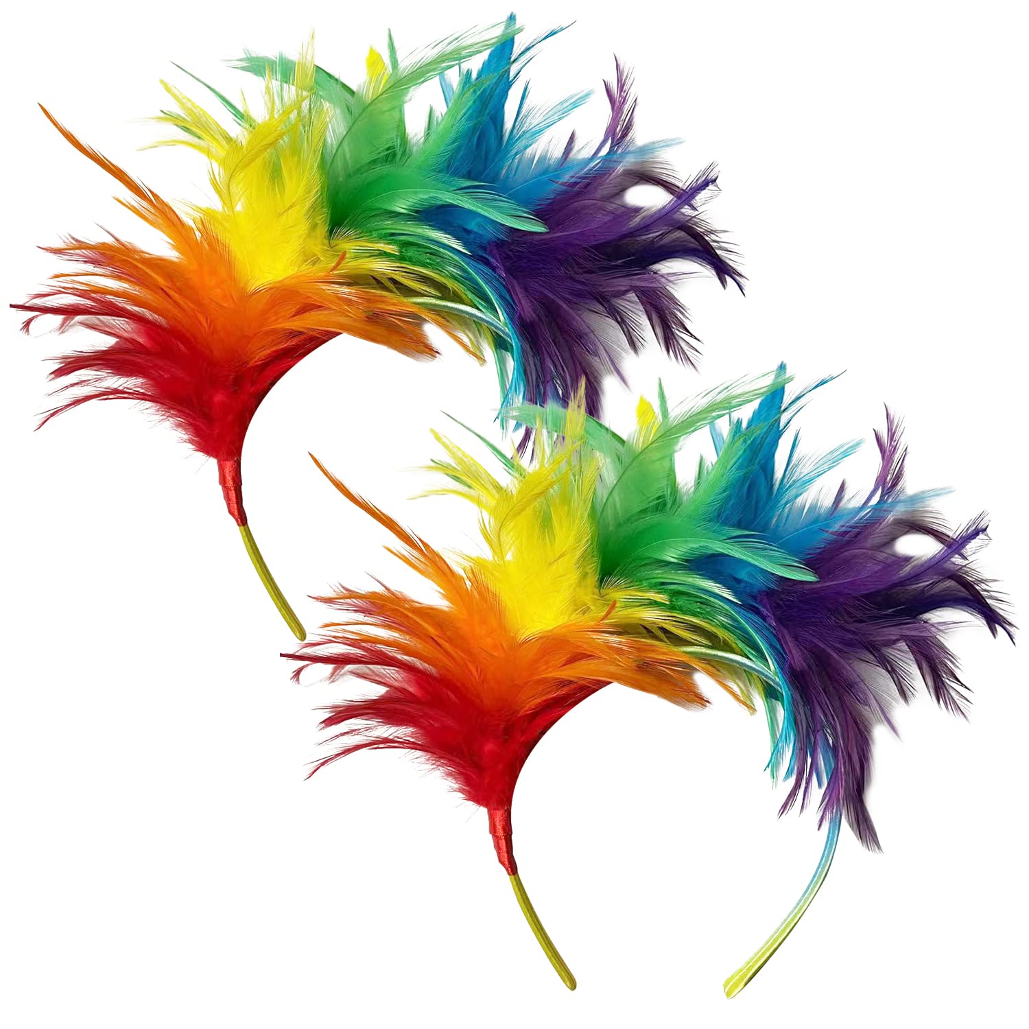 NINVVS 2pcs Rainbow Feather Headpieces, Cute Headbands, Party Headgear, Creative and Practical Hair Accessories, Headbands for Women, 1.0 count