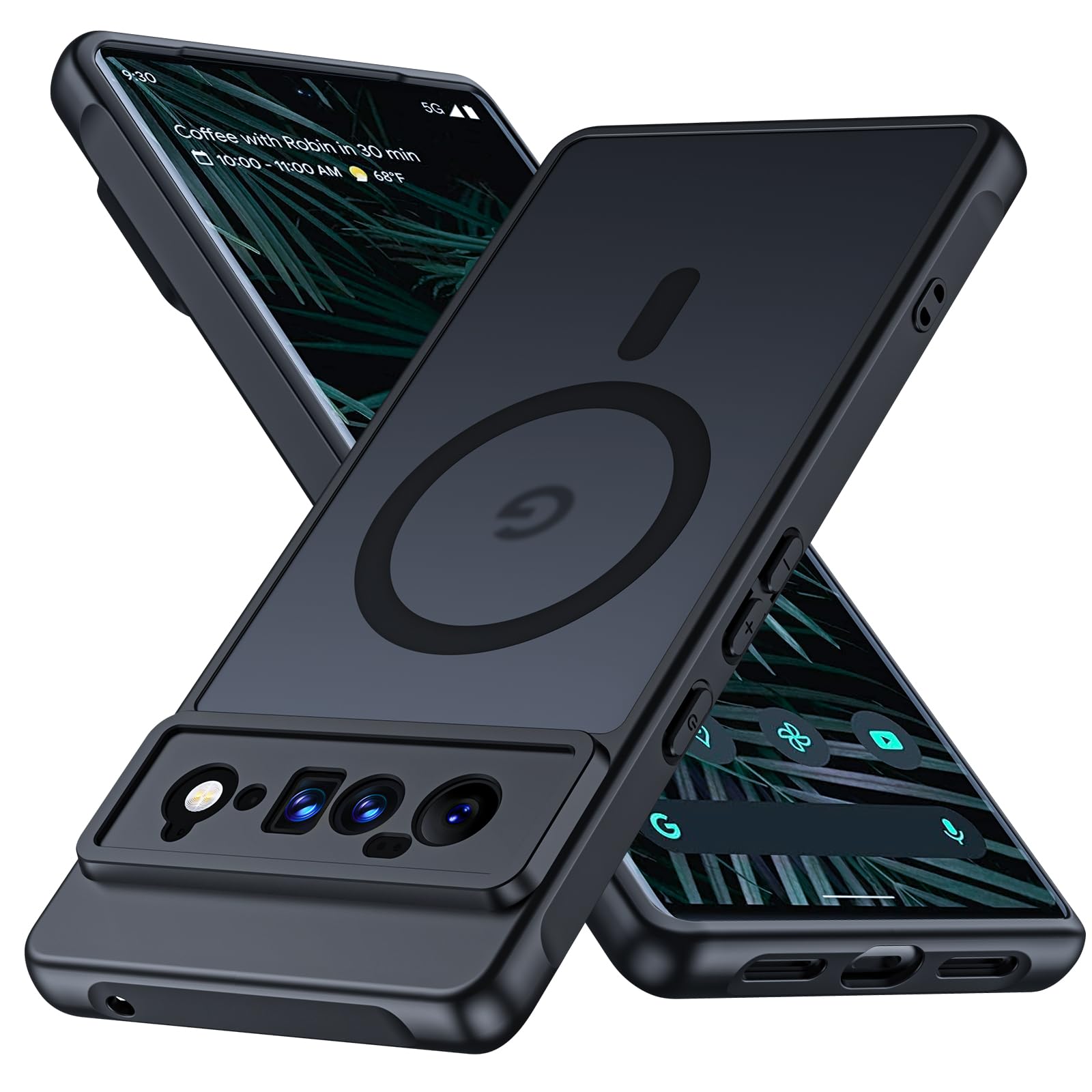 Bimanpap Matte Case for Google Pixel 6 Pro 5G, Compatible with Magsafe, Magnetic Shockproof Military Drop Protection Translucent Back Slim Bumper Phone Cover(Black)