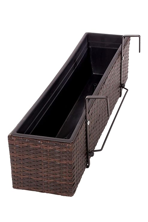 Balkonkasten Blumenkasten Pflanzkasten Polyrattan braun 'Balkoni' - 20 x 80 x 19 cm