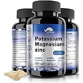 Potassium Magnesium Supplement 1000mg, Magnesium Potassium Zinc Aspartate Support Vascular, Bone, Heart, Muscle & Nerve Health, Non-GMO, Vegan, (120 Capsules)