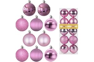 GAMEXCEL Bubblegun Pink 3.2" Large Christmas Balls - Christmas Tree Decoration Ornaments Shatterproof Hanging Balls for Birthday Valentines Day Easter Mardi Gras Holiday Wedding Decorations Set of 10pcs