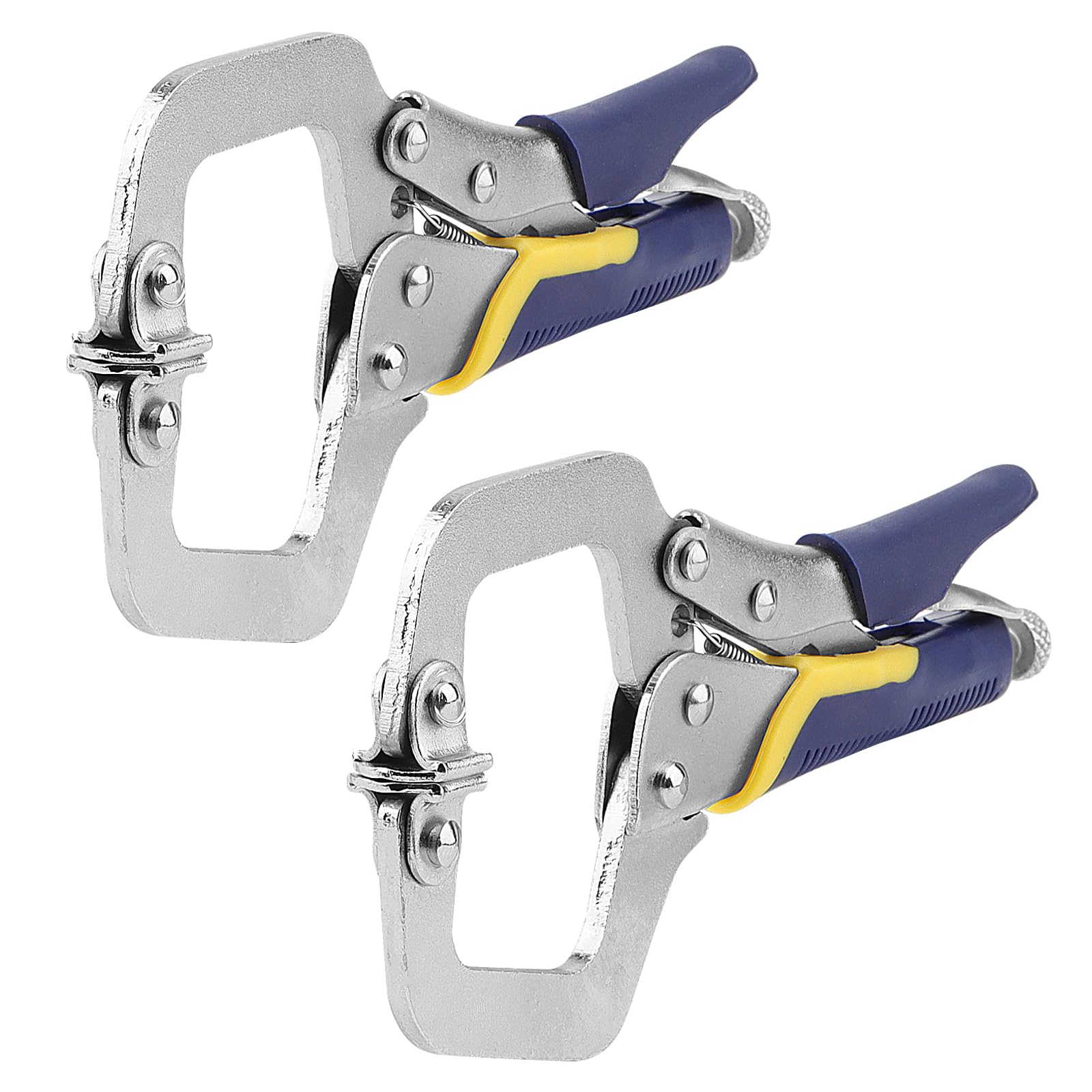 KEILEOHO 2 Pack Welding C Clamp, 6 Inch Locking C Clamps, 17.5cm Locking Pliers with Swivel Pads for Woodworking, Aligning, Welding