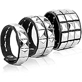 nuozodki Studded Leather Bracelet for Men & Women - Punk, Gothic & Grunge Accessories - 3 Packs