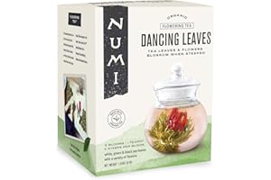 Numi Organic Tea Dancing Leaves Flowering Tea Gift Set, 5 Tea Blossoms with 16 Ounce Glass Teapot (Packaging May Vary)