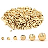 500pcs 18K Gold Filled Spacer Beads That Do Not Fade Easily Smooth Round Beads Seamless Ball Beads Brass Loose Beads Metal Beads for DIY Necklace Bracelet Jewelry Making (Gold-2mm)