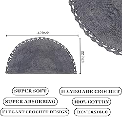 Half Circle Bohemian Bathroom Rug with Handwoven