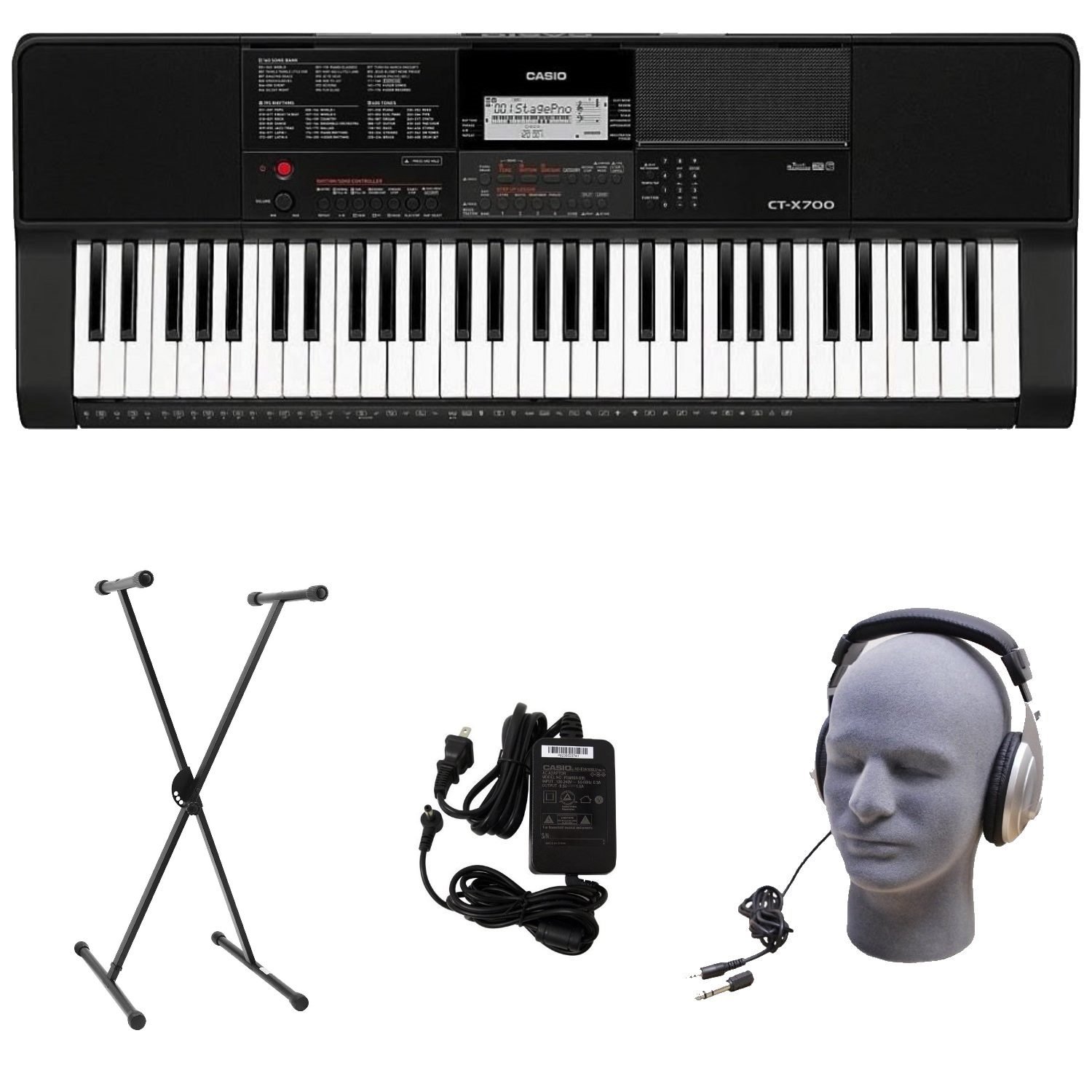 Amazon.com: Casio CT-X700 PPK Premium Keyboard Pack with Power Supply,  Stand, and Headphones: Musical Instruments