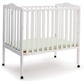 Delta Children Folding Portable Mini Baby Crib with 1.5-inch Mattress - Greenguard Gold Certified, White