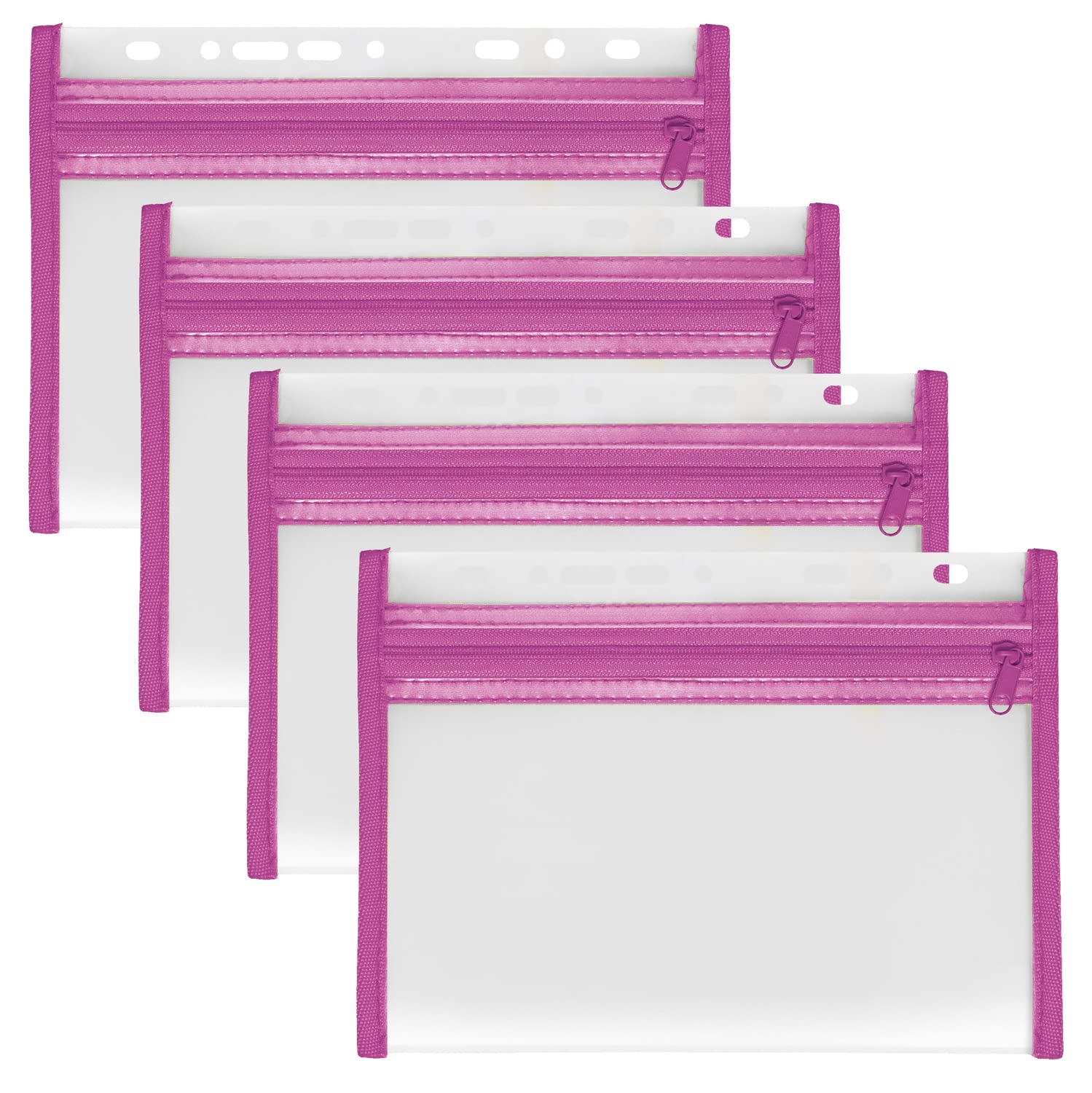 Veloflex A435007 - Document Wallet with Zip, Pack of 4, DIN A5, Fileable, Pink, Velobag XXS, Zip Pocket