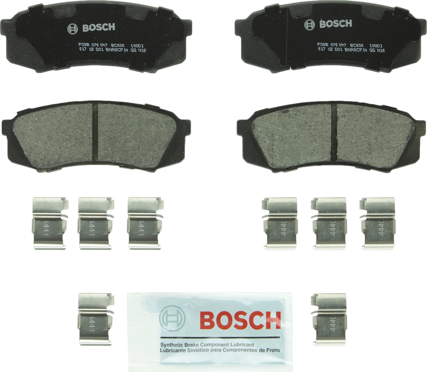 Photo 1 of BOSCH BC606 QuietCast Premium Ceramic Disc Brake Pad Set - Compatible with Select Lexus GX460, GX470, LX450; Toyota 4Runner, FJ Cruiser, Land Cruiser, Sequoia; REAR