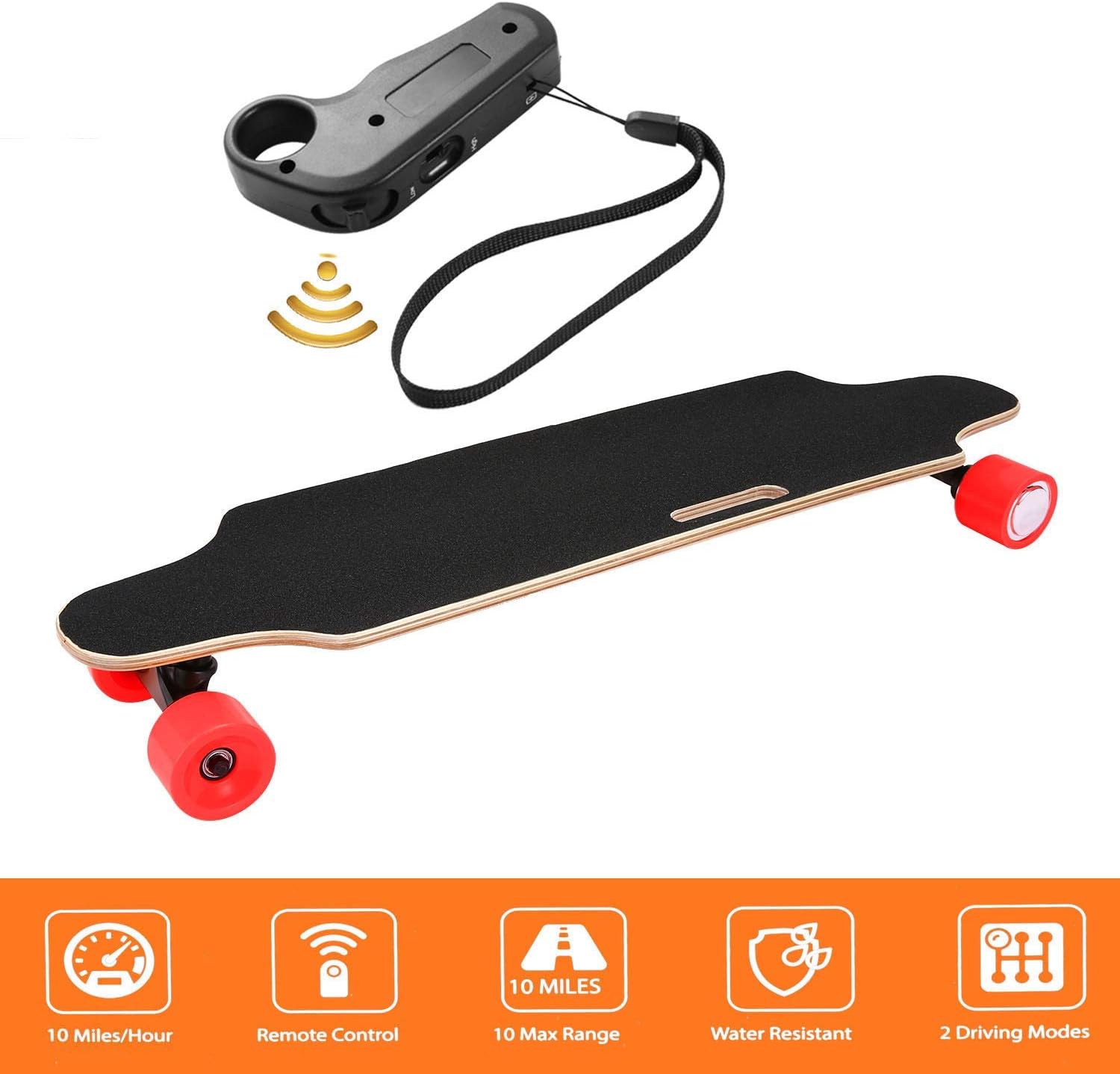 shaofu Electric Skateboard Youth Electric Longboard with Wireless Remote Control, 12 MPH Top Speed, 10 Miles Range, 7 Layers Maple Longboard(US Stock)